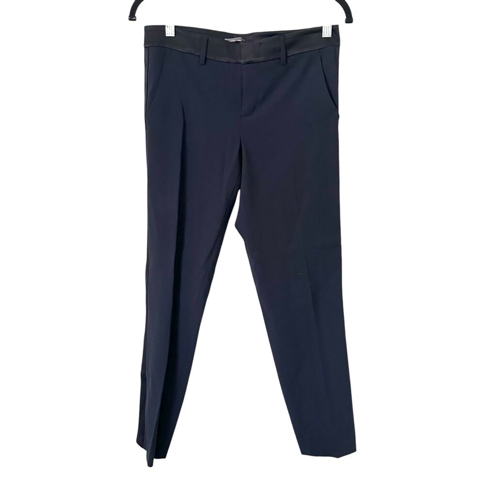 VINCE Wool Tuxedo Style Straight‎ Leg Trouser Navy Sz 2